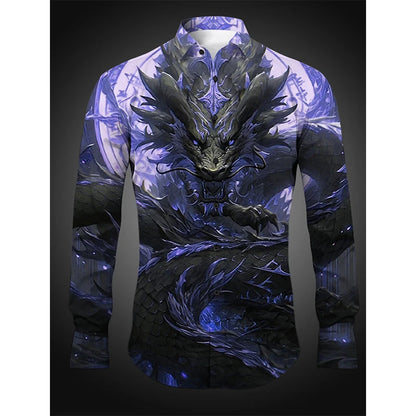 Ancient Dragon Allover Print Dress Shirt