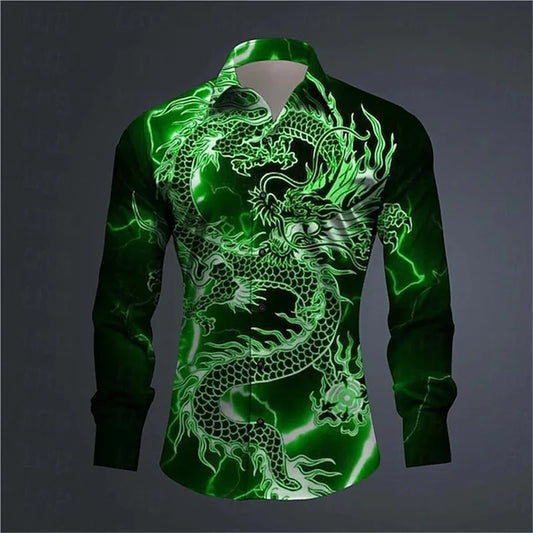 Dragon Allover Print Dress Shirt